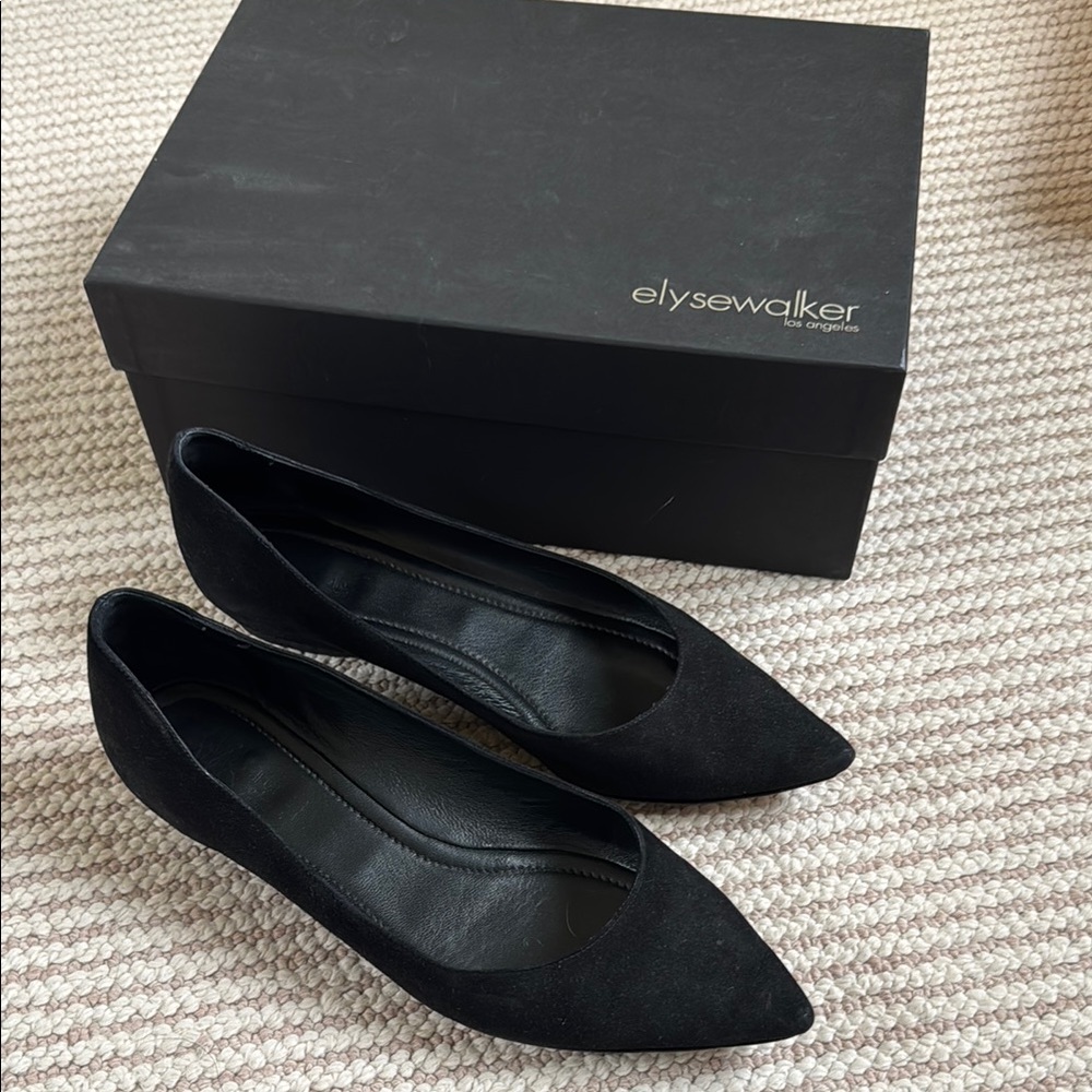 Elysewalker Black Pointed Suede Flats
